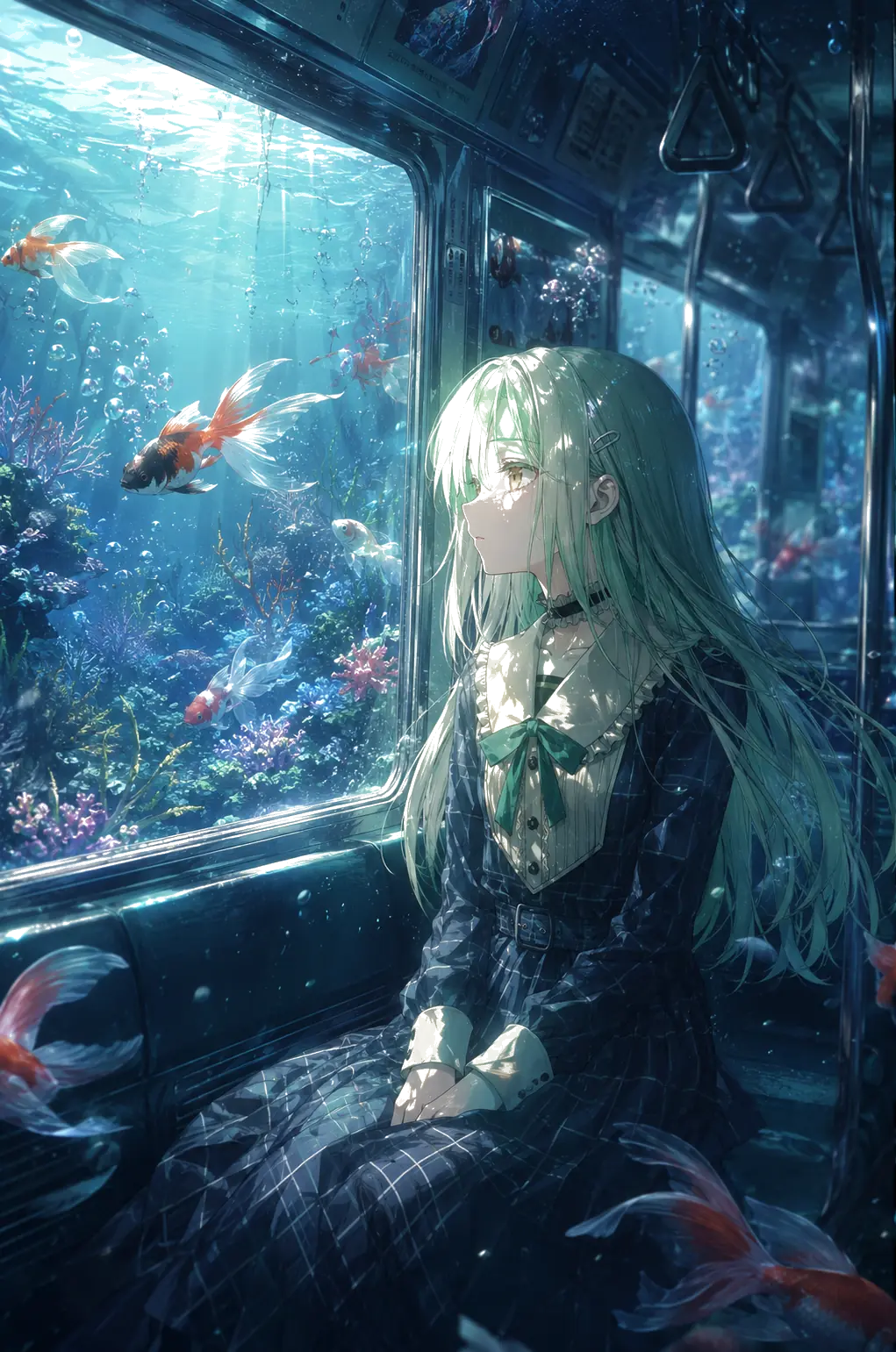 水族列车中望向窗外的若葉睦主题画面