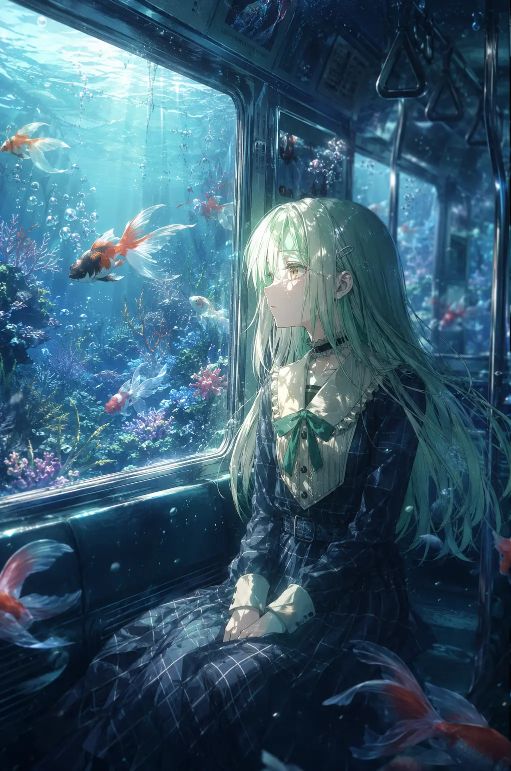水族列车中望向窗外的若葉睦主题画面